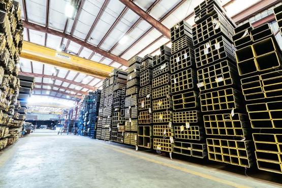 stacks of steel square pipe